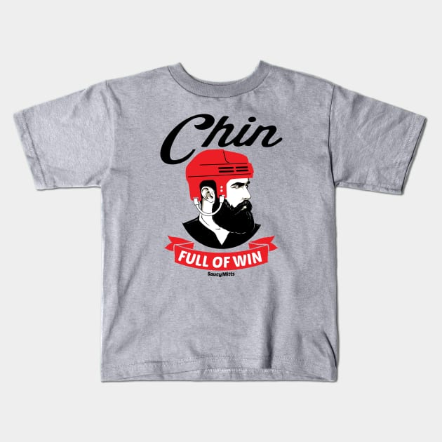 Chin Full of Win Hockey Beard Kids T-Shirt by SaucyMittsHockey